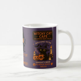 Witchy Cat Café Mok – Halloween Pumpkin Spell Gift