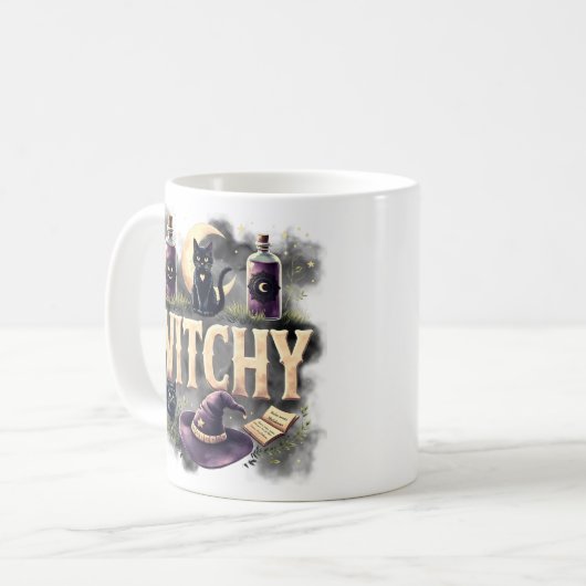 Witchy Cat Halloween Dark Gothic Coffee Mug (Devant gauche)
