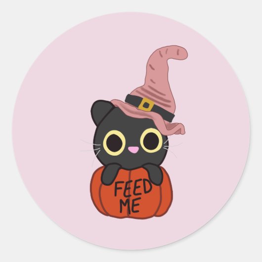 Witchy Cat Ronde Sticker (Voorkant)
