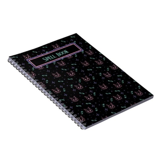 Witchy Cats and Crystals Pattern Notitieboek (Rechterzijde)