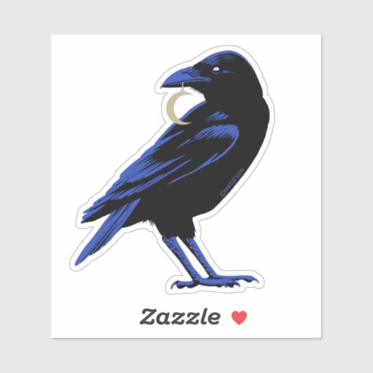 Witchy Crow met Moon Ketting Sticker (Vel)