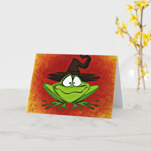 Witchy Frog Kaart (Gele Bloem)