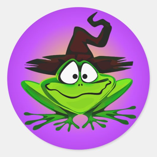Witchy Frog Paarse Ronde Sticker (Voorkant)