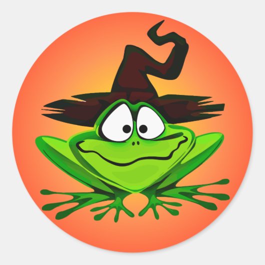 Witchy Frog Red Ronde Sticker (Voorkant)
