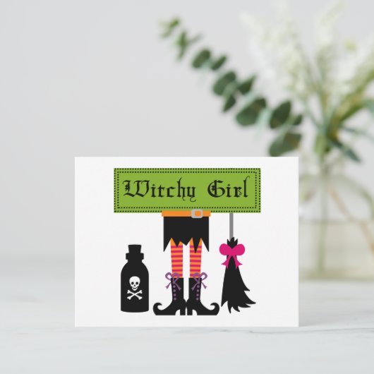 Witchy Girl Halloween T-shirts en cadeautjes Briefkaart (Staand voorkant)