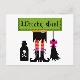 Witchy Girl Halloween T-shirts en cadeautjes Briefkaart
