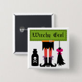 Witchy Girl Halloween T-shirts en cadeautjes Vierkante Button 5,1 Cm (Voorkant /achterkant)