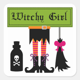 Witchy Girl Halloween T-shirts en cadeautjes Vierkante Sticker
