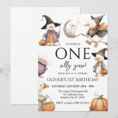 Witchy Goose Halloween, een Gekke Goose 1st Party Kaart (Voorkant / Achterkant)