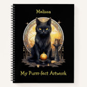 Witchy Gothic Black Cat Schetsboek Notitieboek (Voorkant)