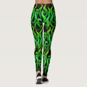 Witchy Green Flames Halloween Fire Leggings (Achterkant)
