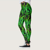 Witchy Green Flames Halloween Fire Leggings (Links)