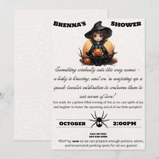 Witchy Halloween baby shower uitnodiging (Voorkant / Achterkant)
