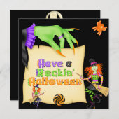 Witchy Halloween Invitation Kaart (Voorkant / Achterkant)