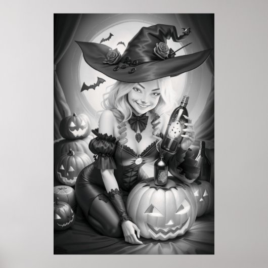 Witchy Halloween Kleurstof Poster (Voorkant)