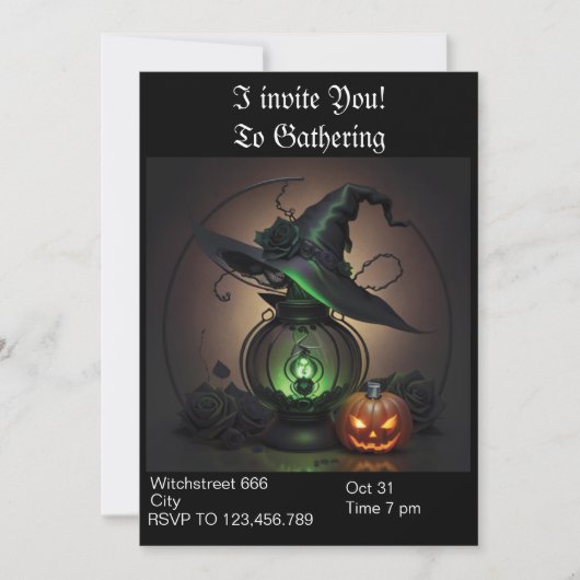 Witchy Halloween Party Invitation (Devant)