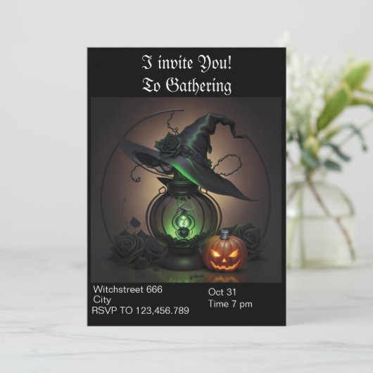Witchy Halloween Party Invitation (Debout devant)