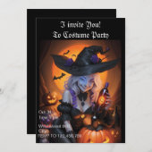 Witchy Halloween Party Invitation (Devant / Derrière)