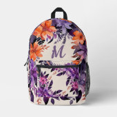 Witchy Hot Pink Purple Orange Lily Monogram Floral Bedrukte Rugzak (Voorkant)