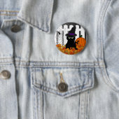 Witchy Kat Halloween Button (In situ)