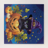 Witchy Kitty en Carré Citrouille Jigsaw Puzzle (Horizontal)