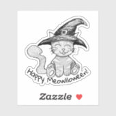 Witchy Kitty Halloween Sticker (Vel)