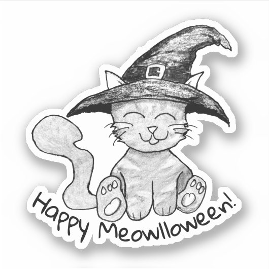 Witchy Kitty Halloween Sticker (Voorkant)