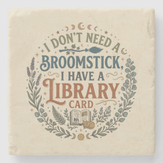 Witchy Librarian Library Card Book Lover Custom Stenen Onderzetter
