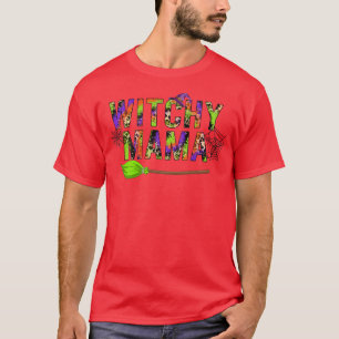 Witchy Mama Halloween Tie Dye Leopard Witch Mam Wo T-shirt