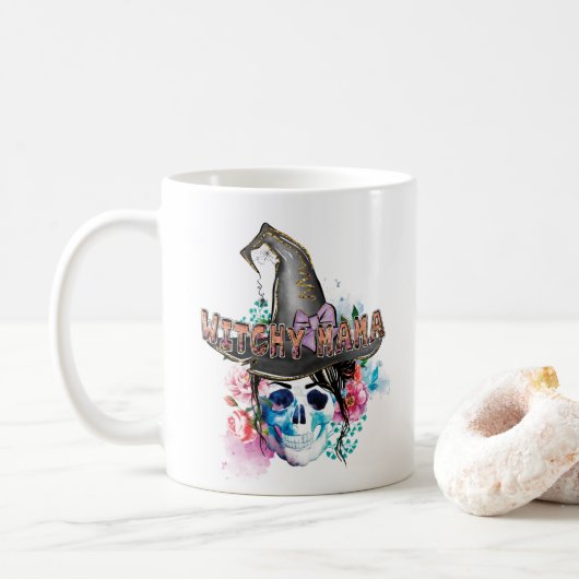 Witchy Mama, Halloween Witch Magic Witchy Koffiemok (Met donut)