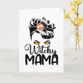 Witchy Mama, Scary Witch Mam Halloween Gifts Kaart (Gele Bloem)