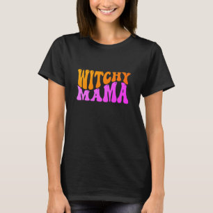 Witchy Mama Sinaasappel & Roze, op zwart T-shirt