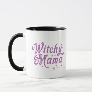 Witchy Mama Stars Paarse Wit Halloween Mok