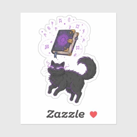 Witchy Meowgic - Levitating Cat Sticker (Vel)