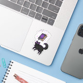 Witchy Meowgic - Levitating Cat Sticker (Laptop met iPhone)