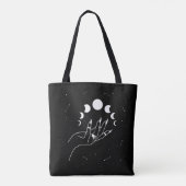 Witchy moon faseert hand canvas tas (Achterkant)