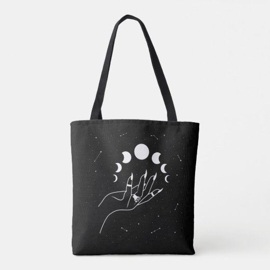 Witchy moon faseert hand canvas tas (Achterkant)