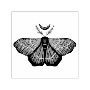 Witchy Moth Moon Magical Insect Cotvoordcore Zelfinktende Stempel