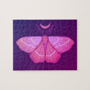 Witchy Moth Moon Paars Magical Insect Cottcore Legpuzzel