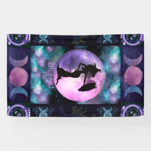 Witchy Paars, Book of shadows, Witch Owl Moon Spandoek (Horizontaal)