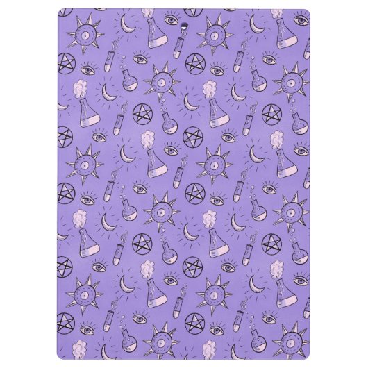 Witchy Paarse Potion, Moon, Sun en Eye Pattern Klembord (Achterkant)
