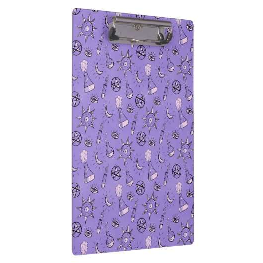 Witchy Paarse Potion, Moon, Sun en Eye Pattern Klembord (Rechts)