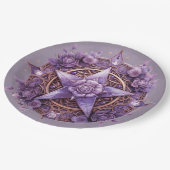 Witchy Pentacle Party Bord – Paarse Rozen ontwerp (Gekanteld)