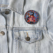 Witchy Poo Button Pin (In situ)