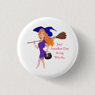 Witchy Redhead Thunder_Cove Ronde Button 3,2 Cm