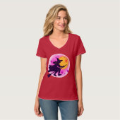 Witchy Ride - Halloween Flying Broom T-shirt (Voorkant volledig)