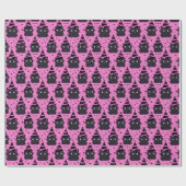 Witchy Roze Pastel Gothic Zwart Kitty Kat Verjaard Cadeaupapier (Vlak)