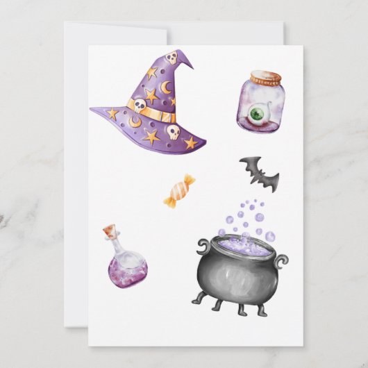 Witchy Spooktacular Halloween Verjaardag uitnodigi Kaart (Achterkant)