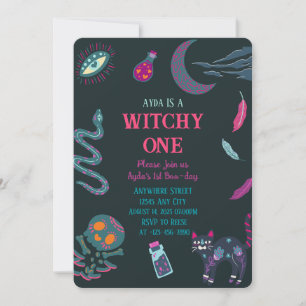 Witchy Un 1er anniversaire halloween Invitation