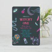 Witchy Un 1er anniversaire halloween Invitation (Debout devant)